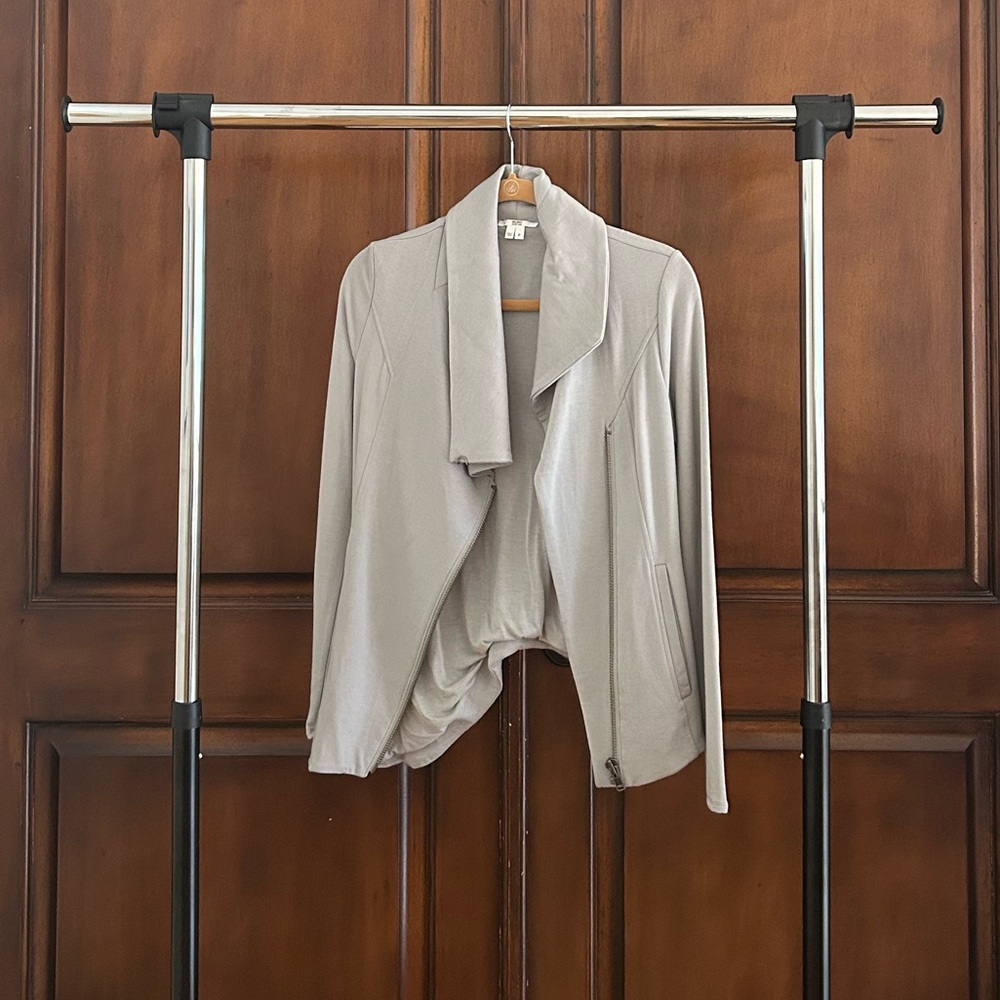 Helmut Lang Women’s Gray Asymmetrical Draped Zip Jacket